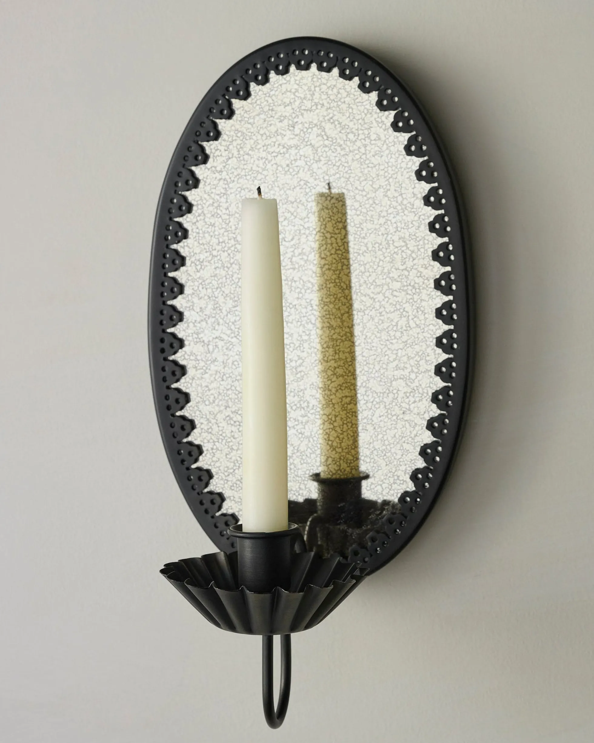 Oval Antique Mirrored Sconce