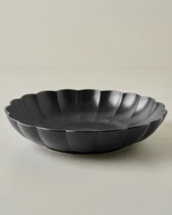 Oversized Black Scalloped Serving Bowl