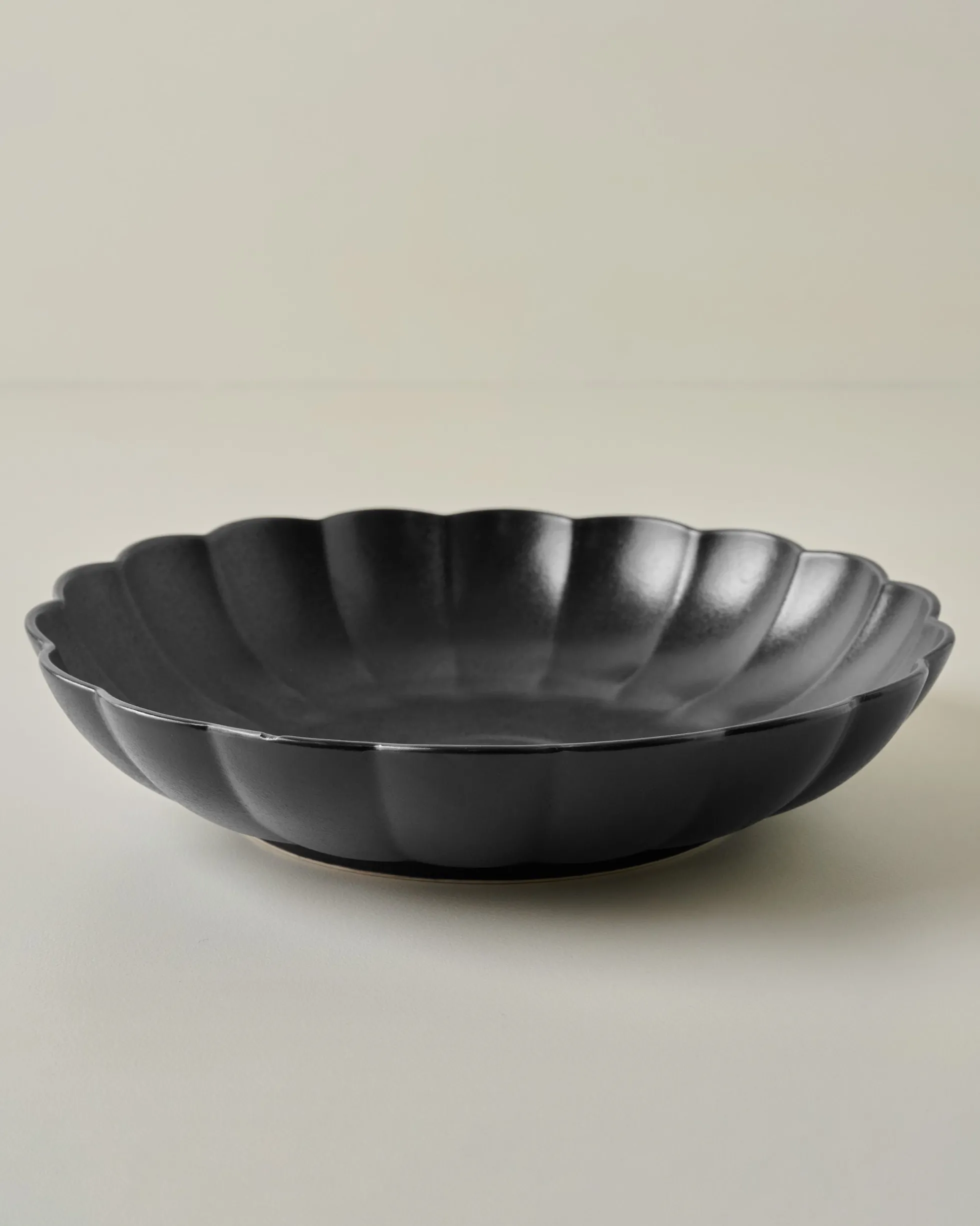 Oversized Black Scalloped Serving Bowl