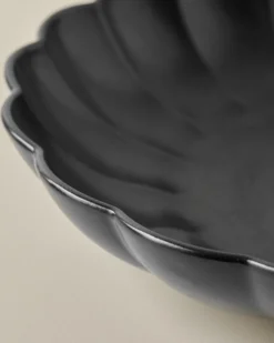 Oversized Black Scalloped Serving Bowl