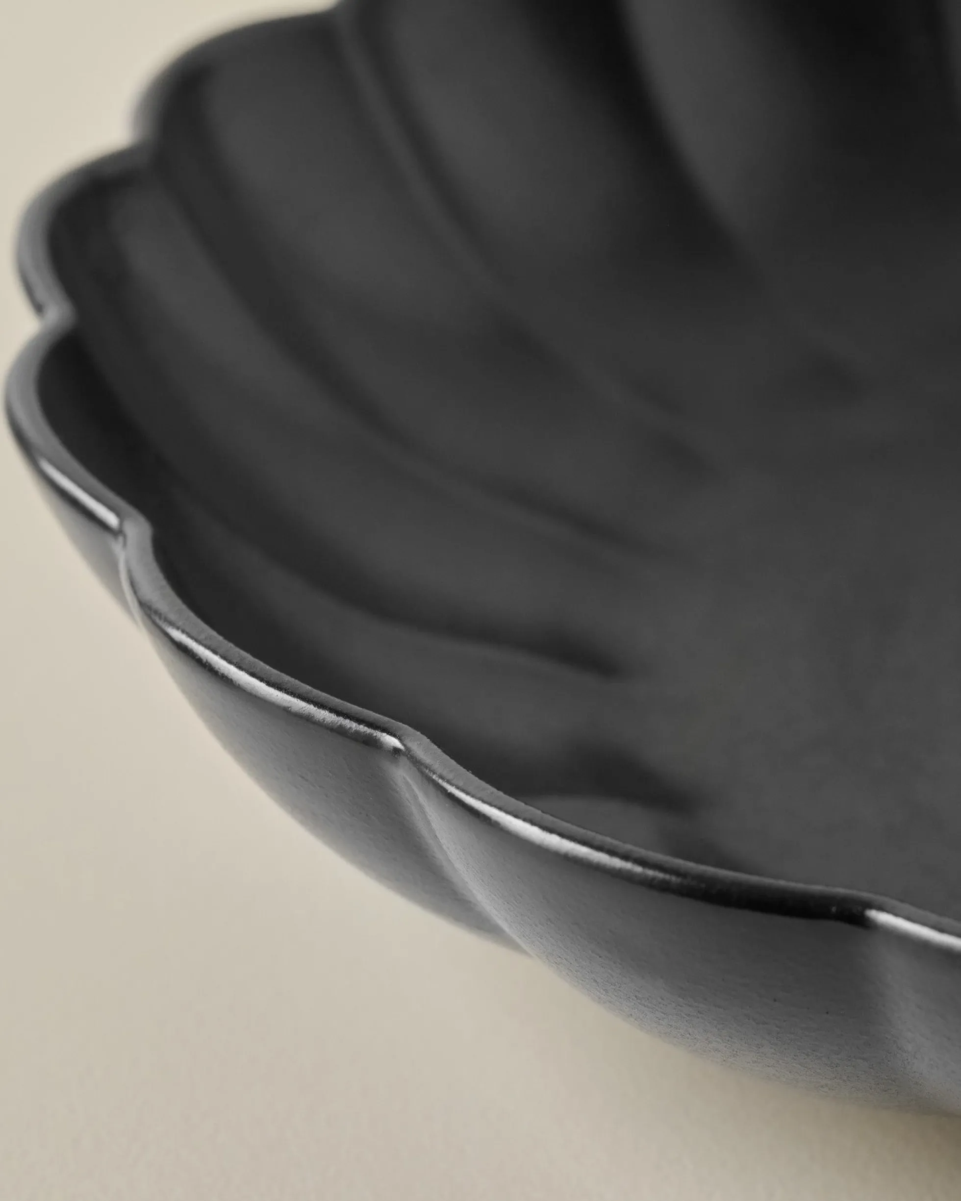 Oversized Black Scalloped Serving Bowl