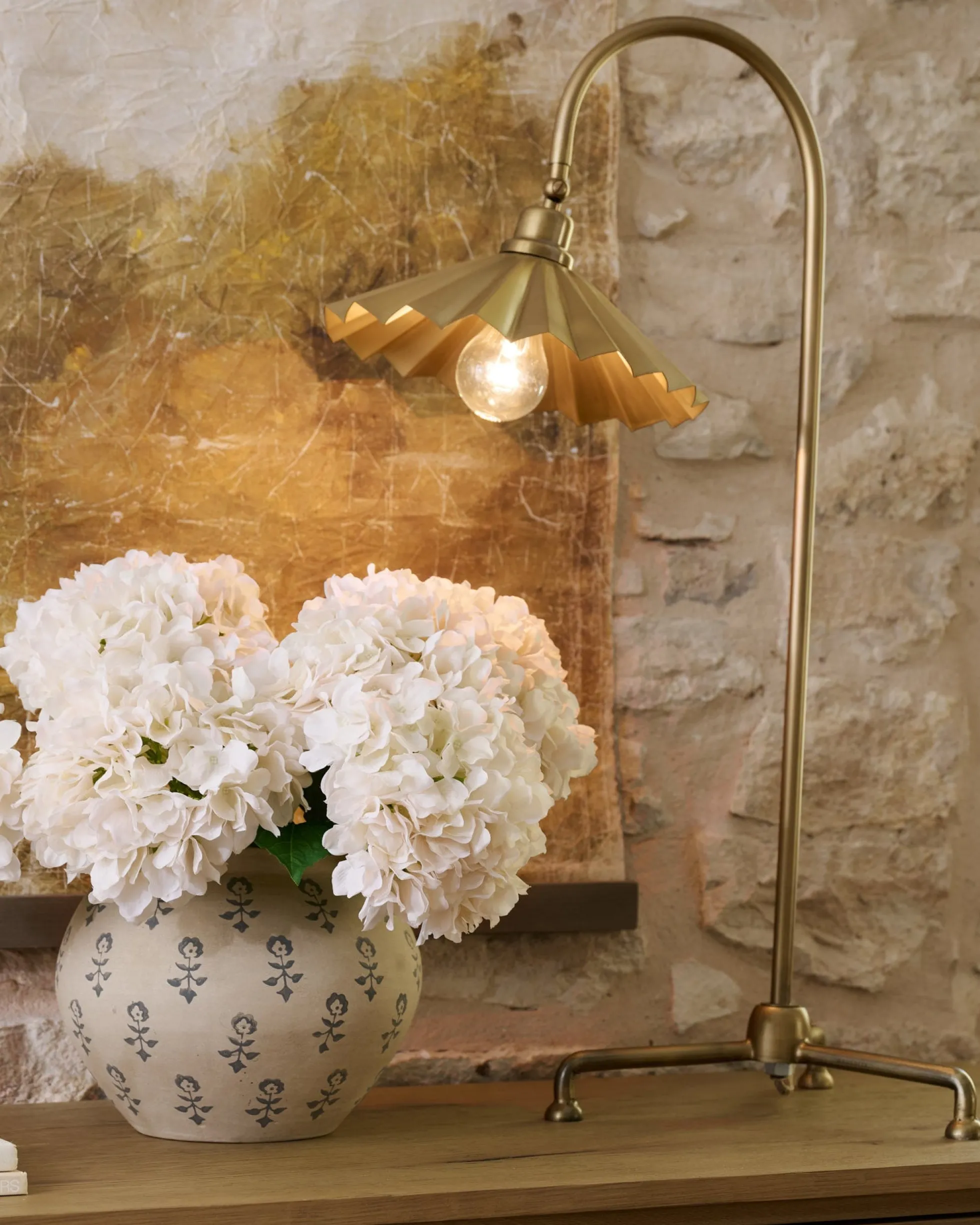 Oversized Brass Pleat Task Lamp