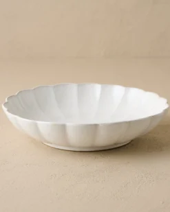 Oversized Cream Scalloped Serving Bowl