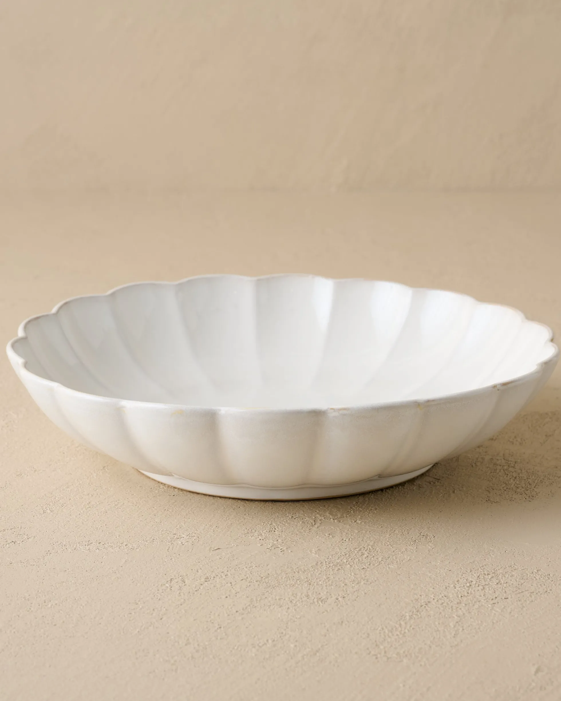 Oversized Cream Scalloped Serving Bowl