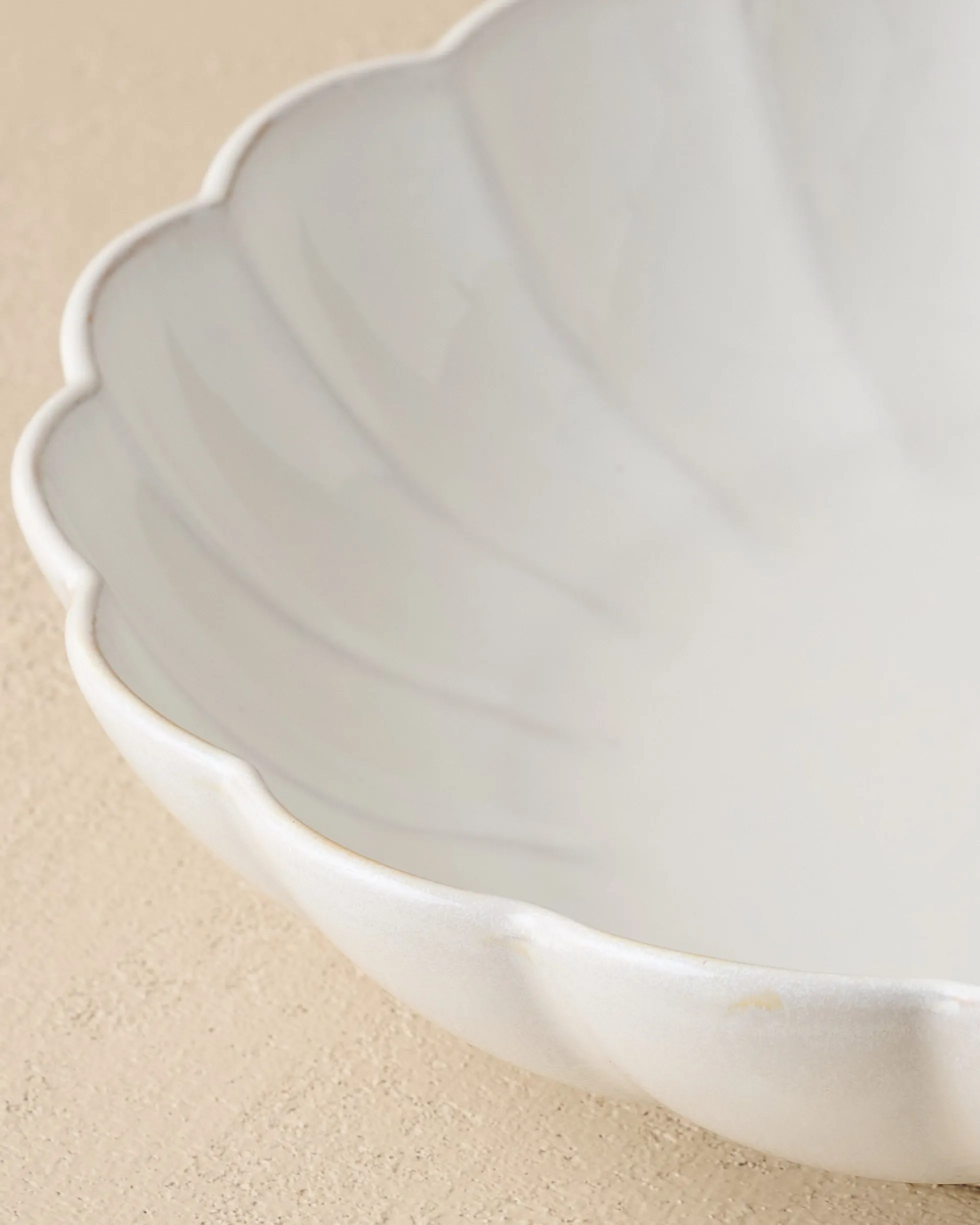 Oversized Cream Scalloped Serving Bowl