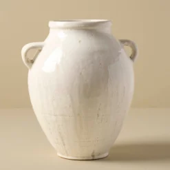 Oversized Distressed White Crackle Vase