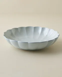 Oversized Grey Scalloped Serving Bowl