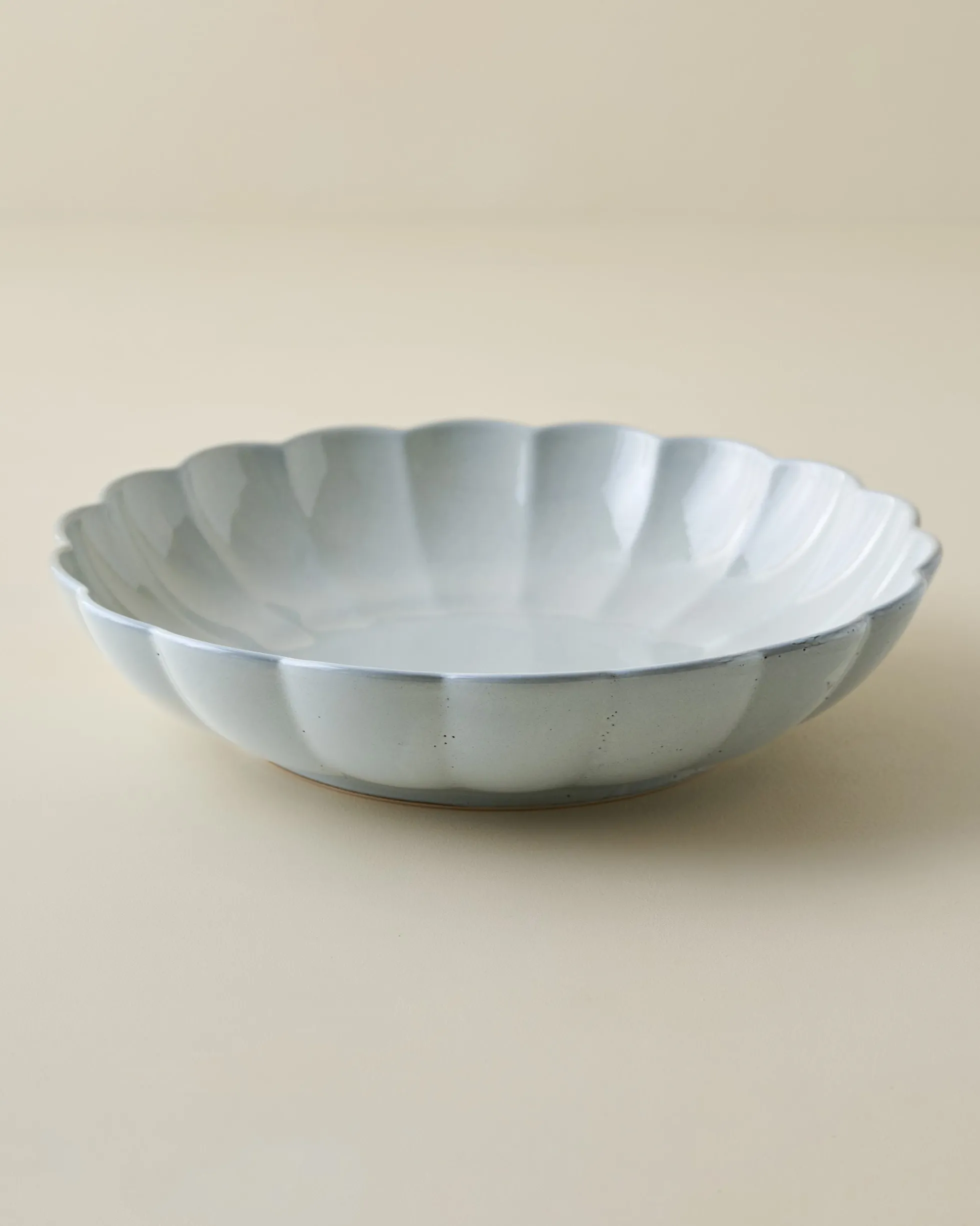 Oversized Grey Scalloped Serving Bowl
