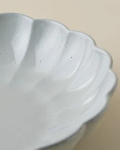 Oversized Grey Scalloped Serving Bowl