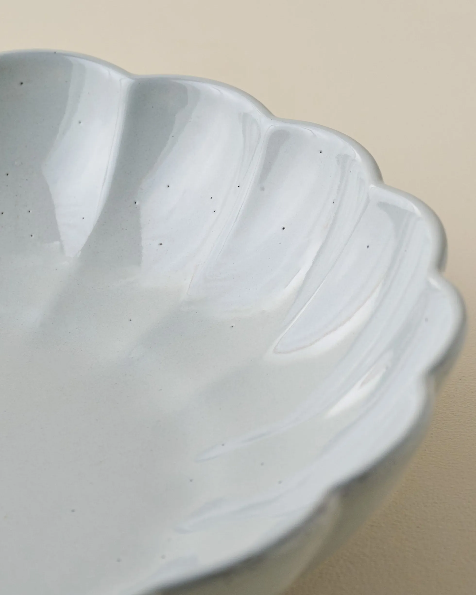 Oversized Grey Scalloped Serving Bowl