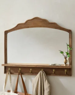 Oversized James Mirror with Hooks and Shelf