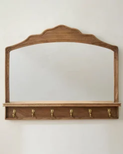 Oversized James Mirror with Hooks and Shelf