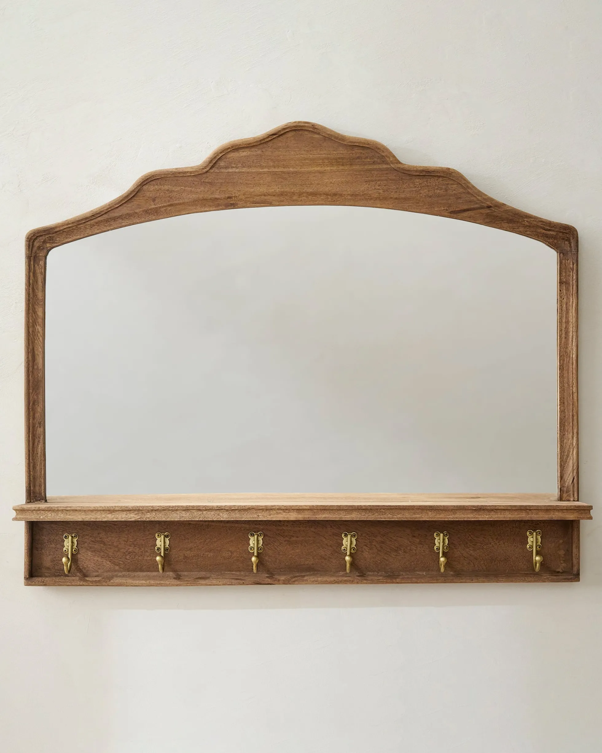 Oversized James Mirror with Hooks and Shelf