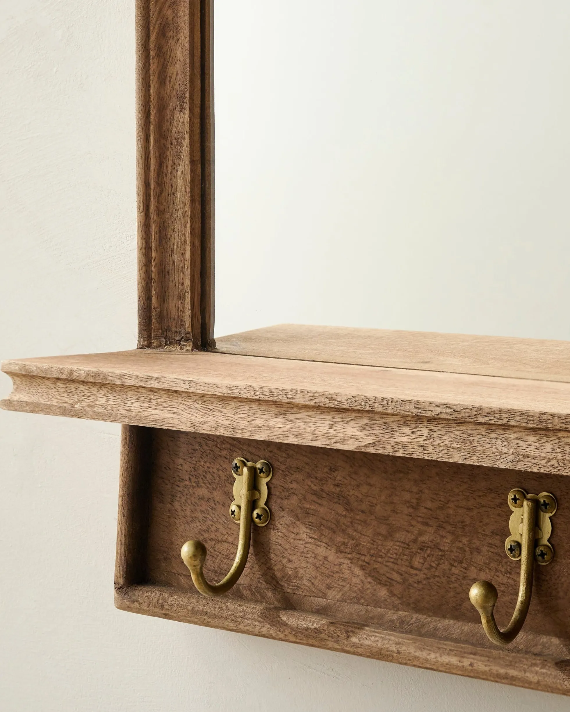 Oversized James Mirror with Hooks and Shelf