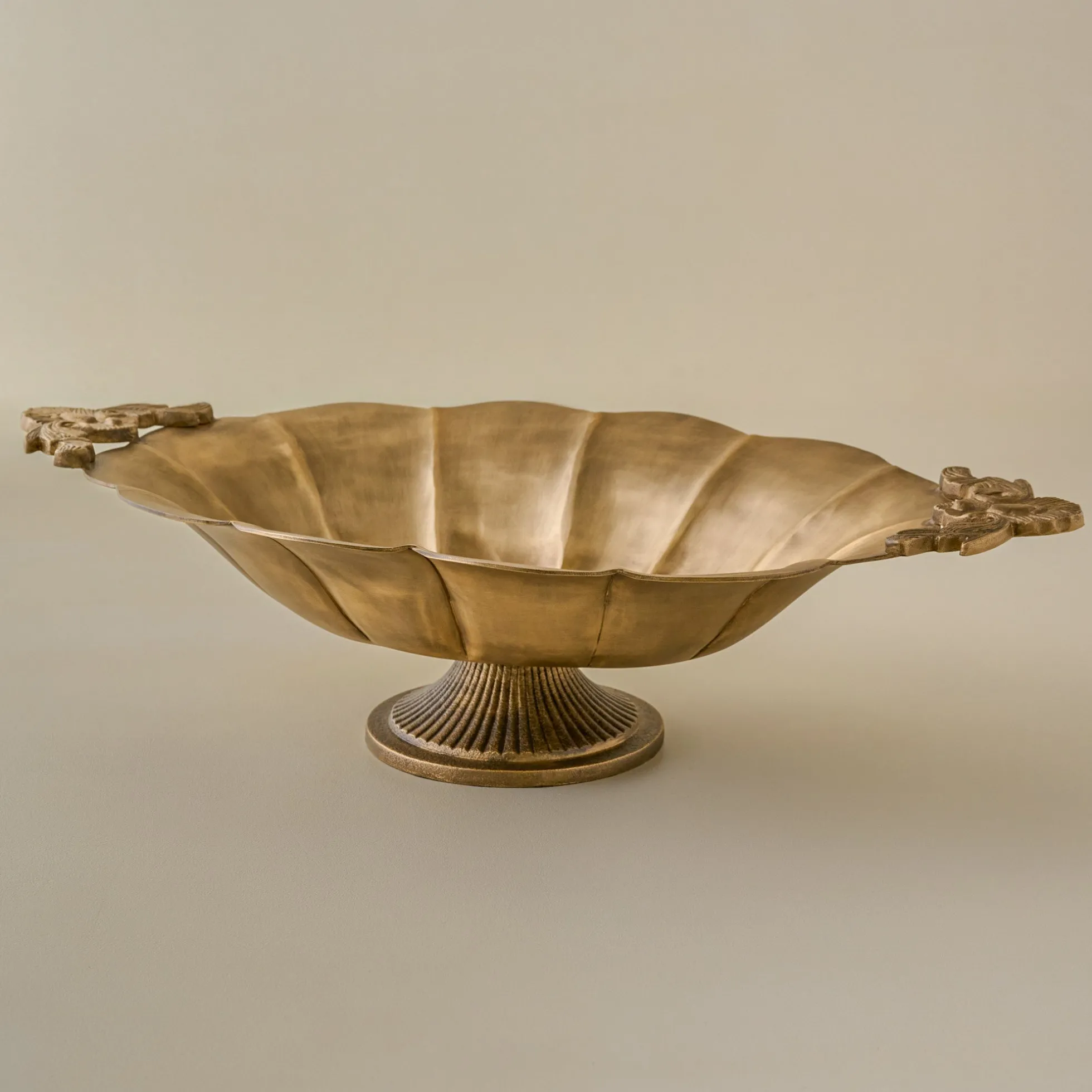 Oversized Ornate Brass Pedestal Bowl