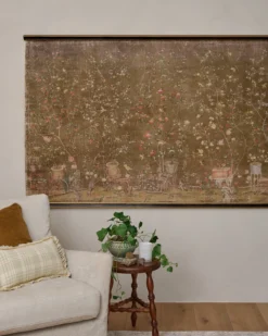 Oversized Scroll of Blooms Tapestry
