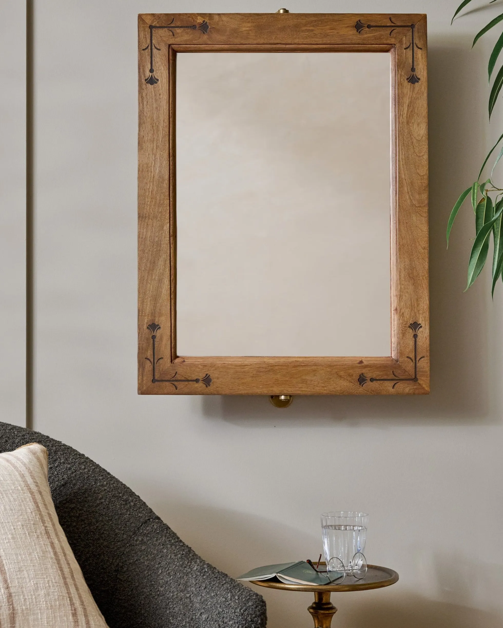 Penelope Wood and Brass Swivel Mirror