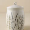 Pressed Floral Ceramic Canister
