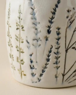 Pressed Floral Ceramic Canister