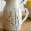 Pressed Floral Ceramic Pitcher