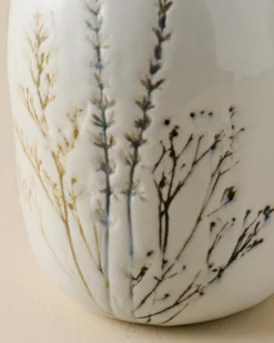Pressed Floral Ceramic Pitcher