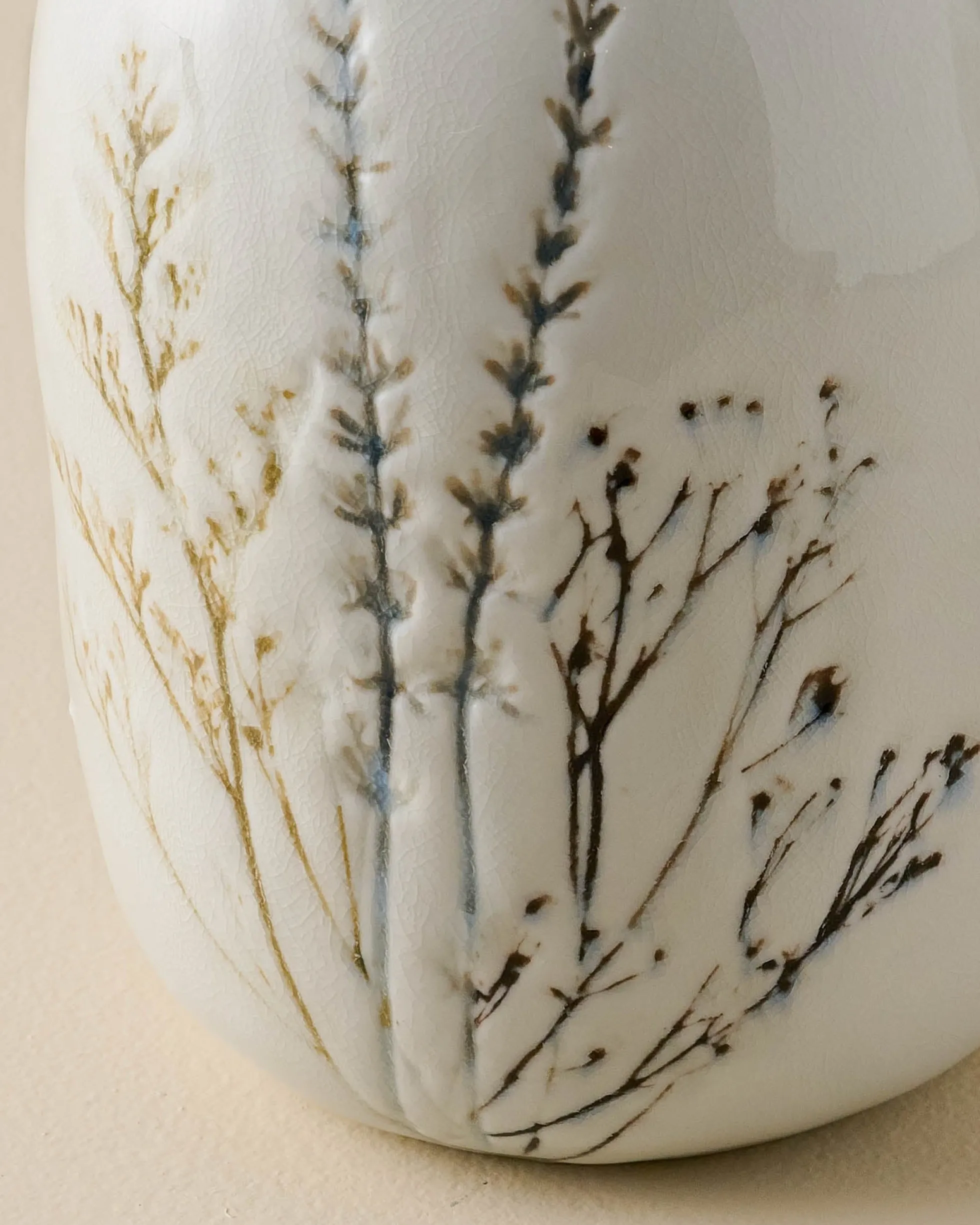 Pressed Floral Ceramic Pitcher
