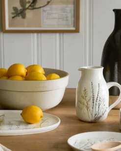 Pressed Floral Ceramic Pitcher