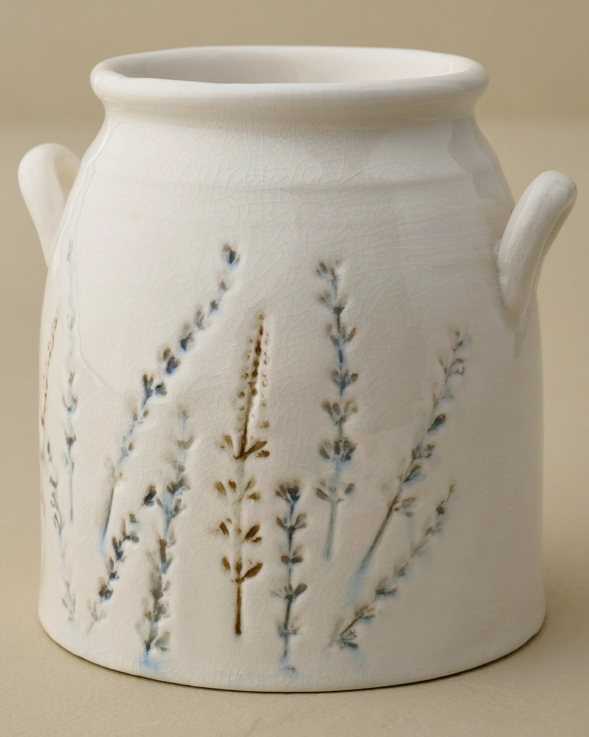 Pressed Floral Utensil Crock