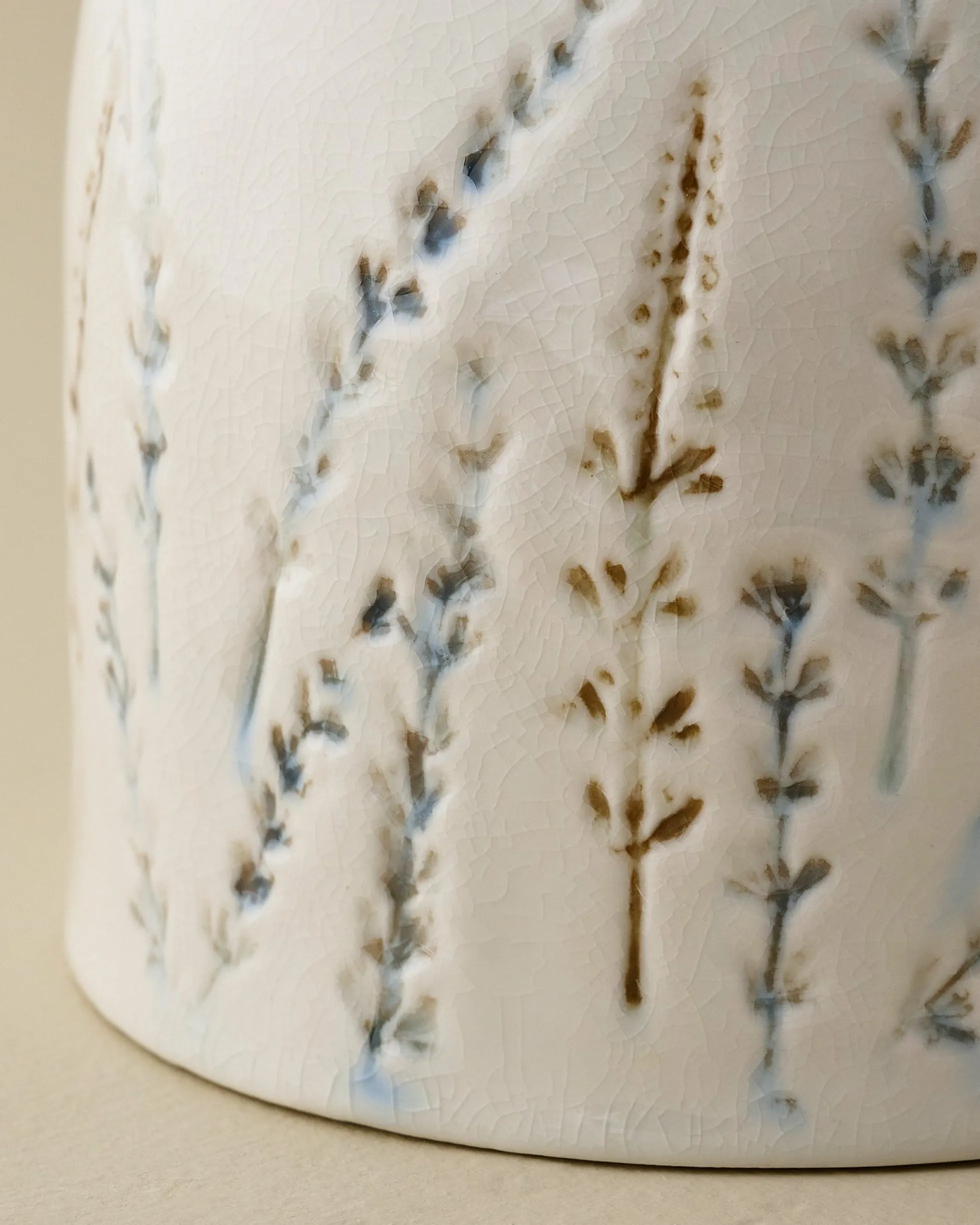 Pressed Floral Utensil Crock