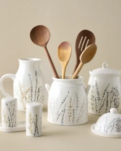 Pressed Floral Utensil Crock