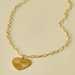 Radiant Heart Brass Chain Necklace