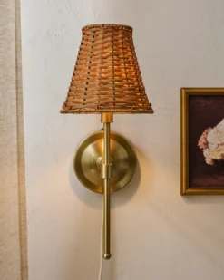 Rattan Plug-In Wall Sconce