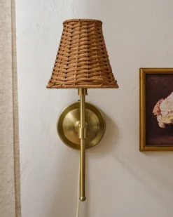 Rattan Plug-In Wall Sconce