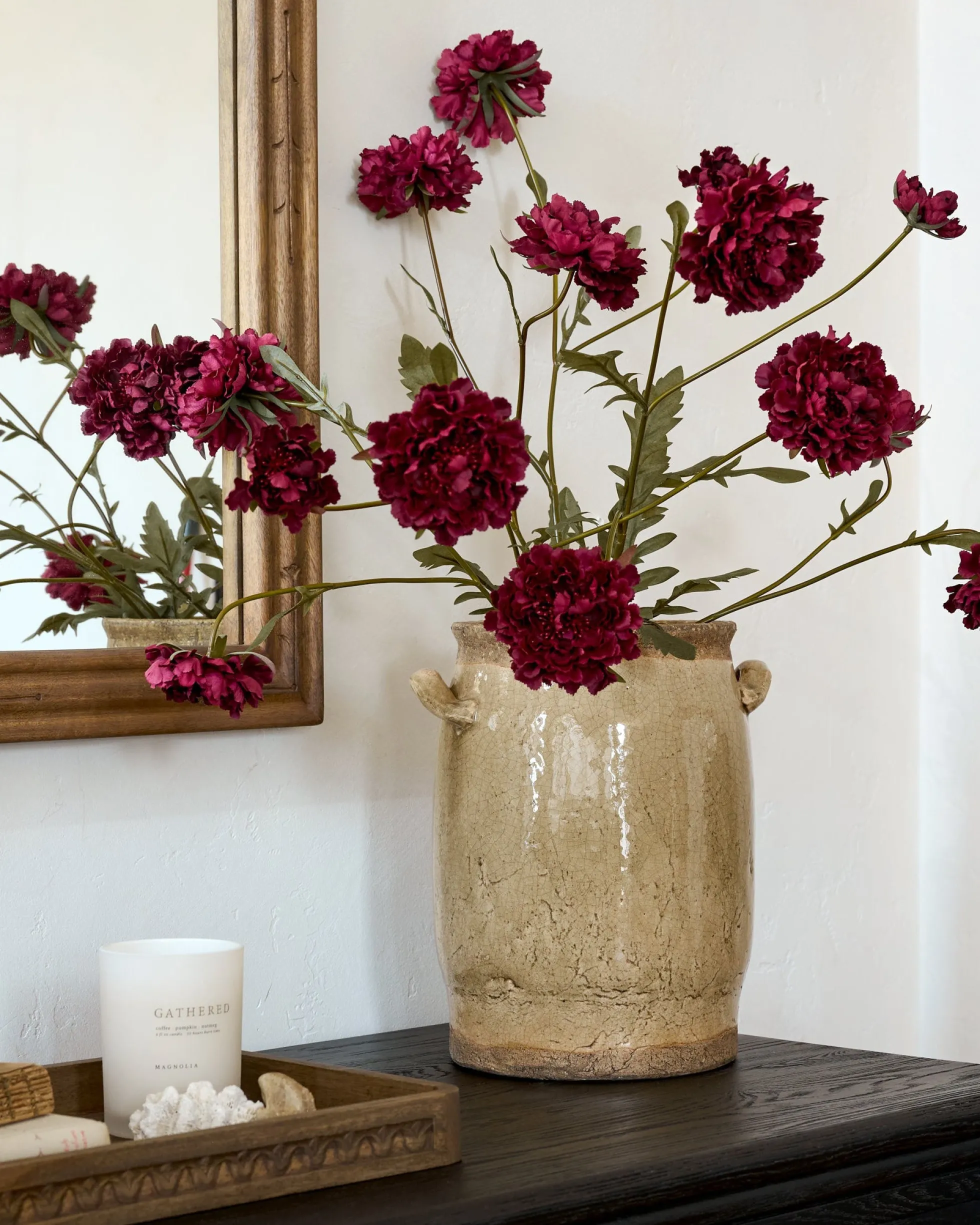 Real Touch Red Velvet Scabiosa Stem