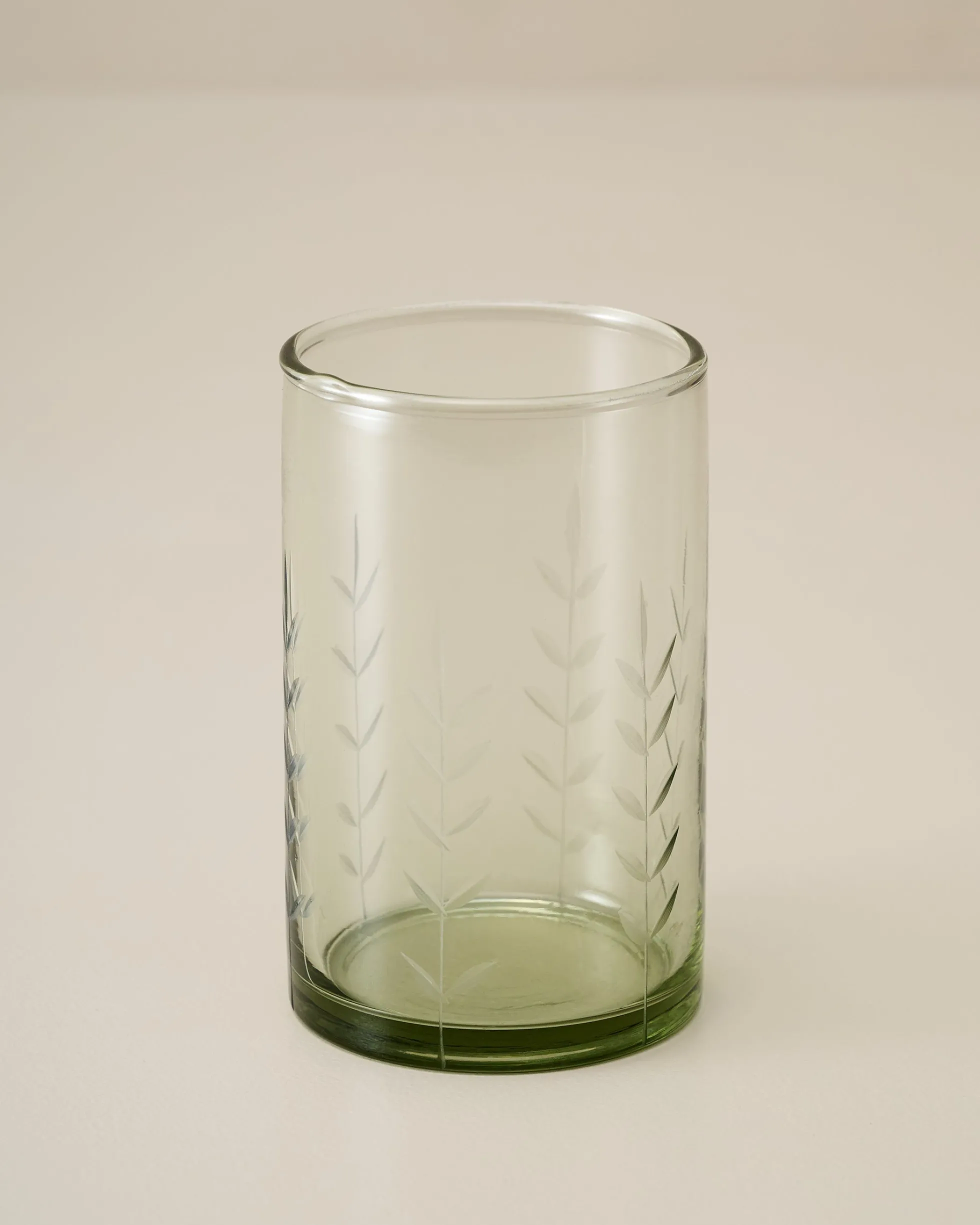 Recycled Etched Glass Tumbler, Green