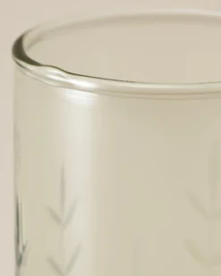 Recycled Etched Glass Tumbler, Green