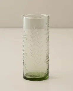 Recycled Etched Glass Tumbler, Green