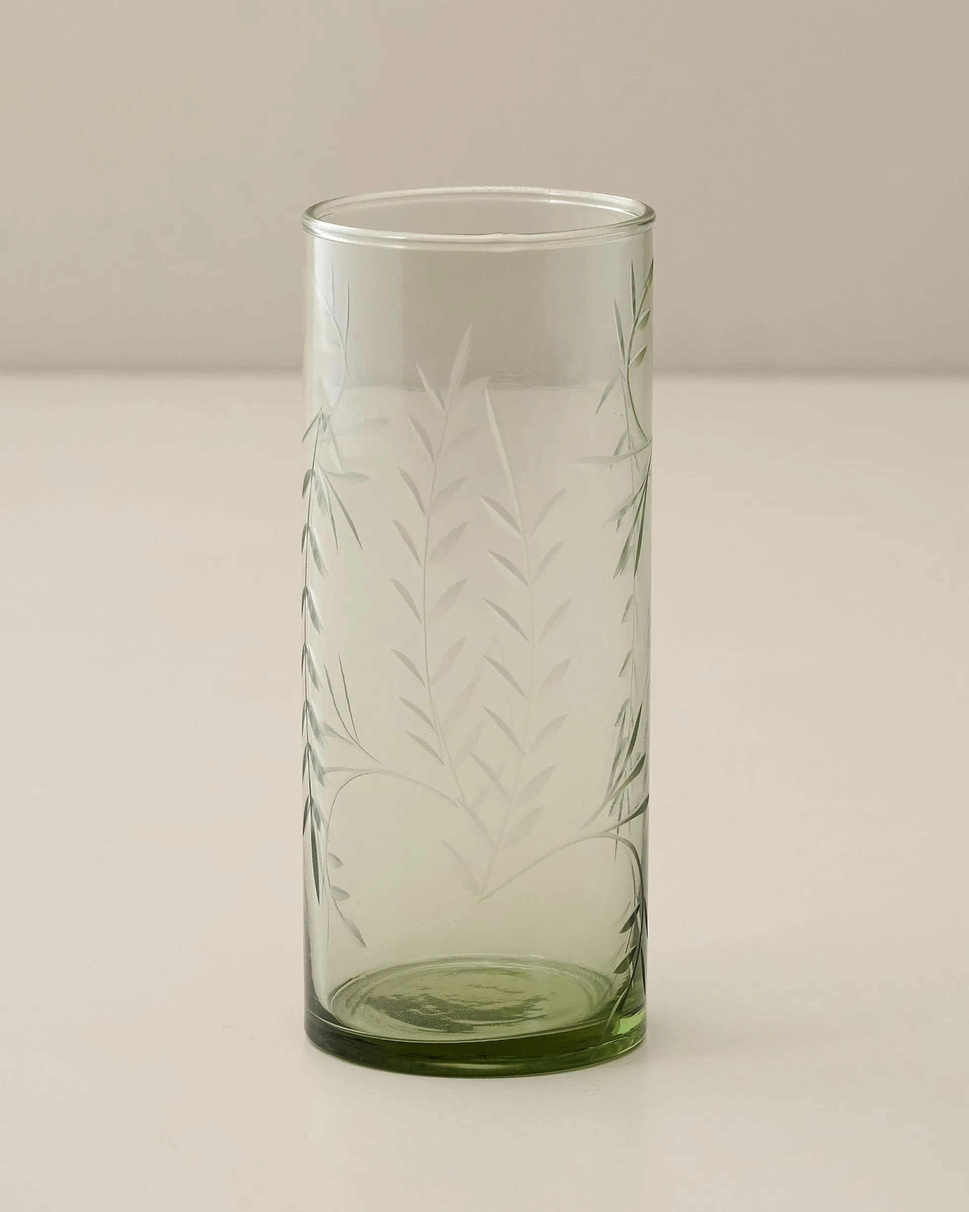 Recycled Etched Glass Tumbler, Green