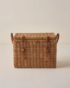 Reid Woven Storage Trunk with Leather Handles
