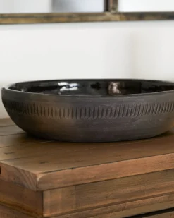 Rustic Black Clay Accent Bowl