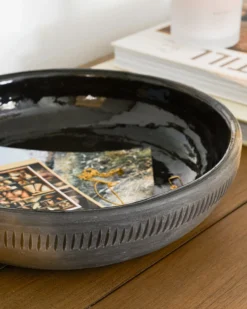 Rustic Black Clay Accent Bowl