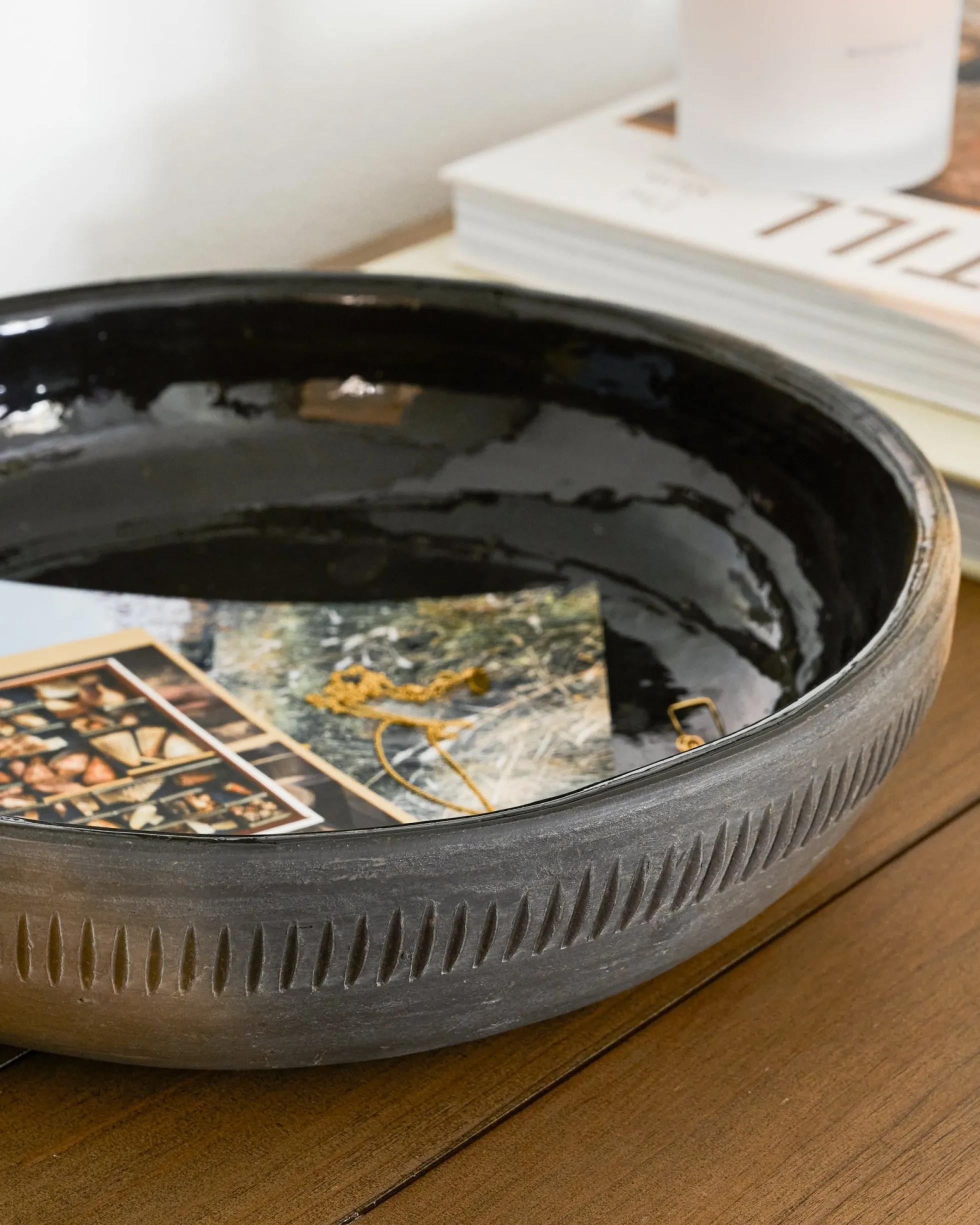 Rustic Black Clay Accent Bowl