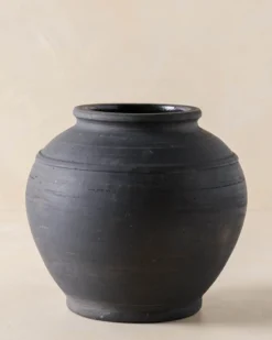 Rustic Black Hand-Made Vase