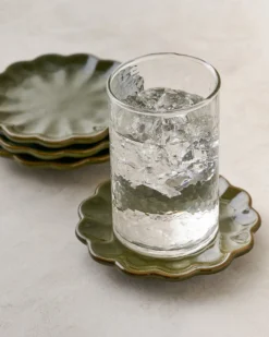 Sage Scalloped Edge Coaster Set of Four
