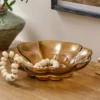 Scalloped Amber Glass Bowl