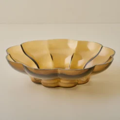 Scalloped Amber Glass Bowl