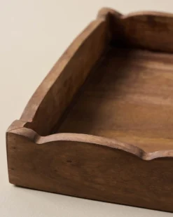 Scalloped Antiqued Wood Tray