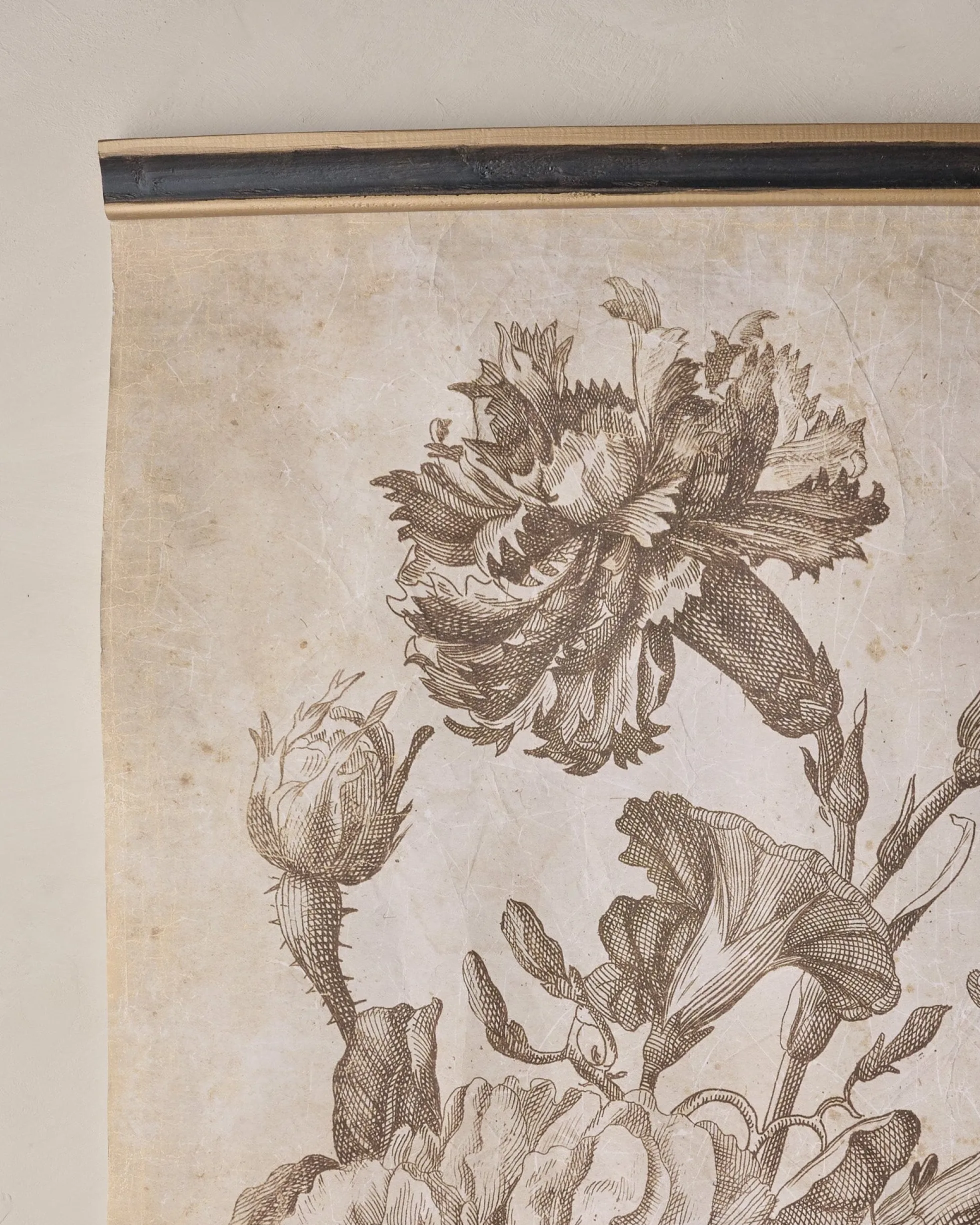 Set of II Vintage Floral Sketch Tapestry