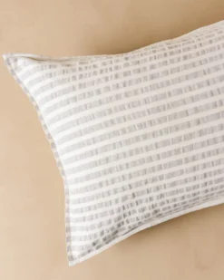 Shadow Grey + Antique White Stripe Linen Cotton Pillow Sham