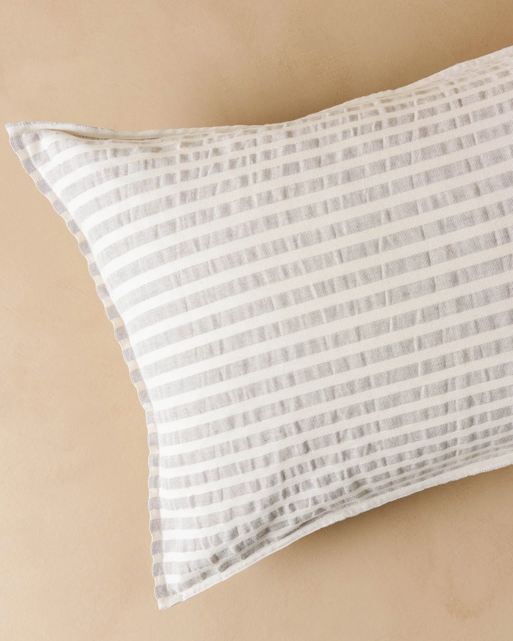 Shadow Grey + Antique White Stripe Linen Cotton Pillow Sham